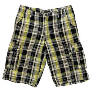 𝅺southpole Black/White/Yellow Plaid Shorts
